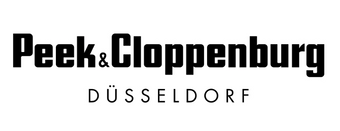 Schwarz-weißes Logo von Peek & Cloppenburg Düsseldorf auf weißem Hintergrund. Das Logo besteht aus den Worten "Peek & Cloppenburg" in fetter Schrift und darunter dem Wort "Düsseldorf" in dünnerer Schrift.