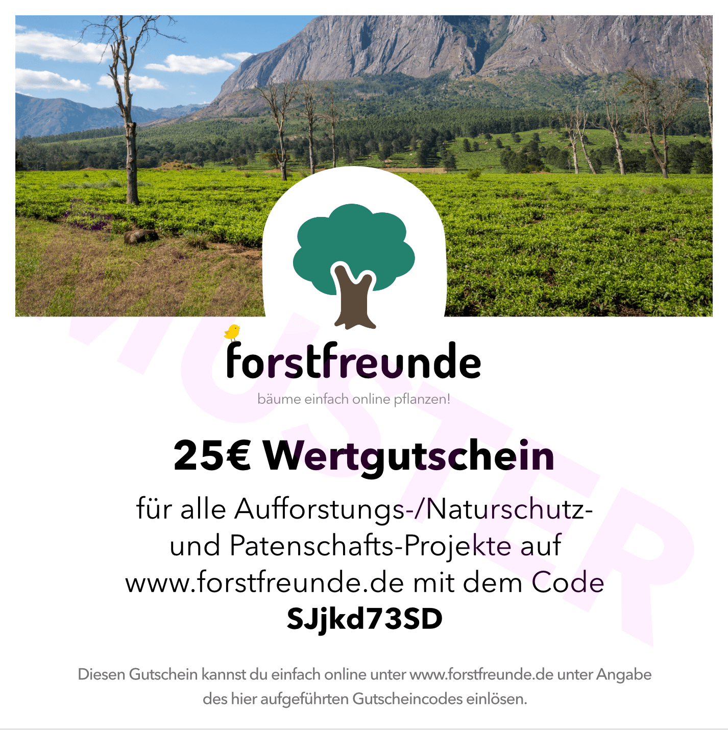 Ein Muster für Forstfreunde Geschenkgutscheine.