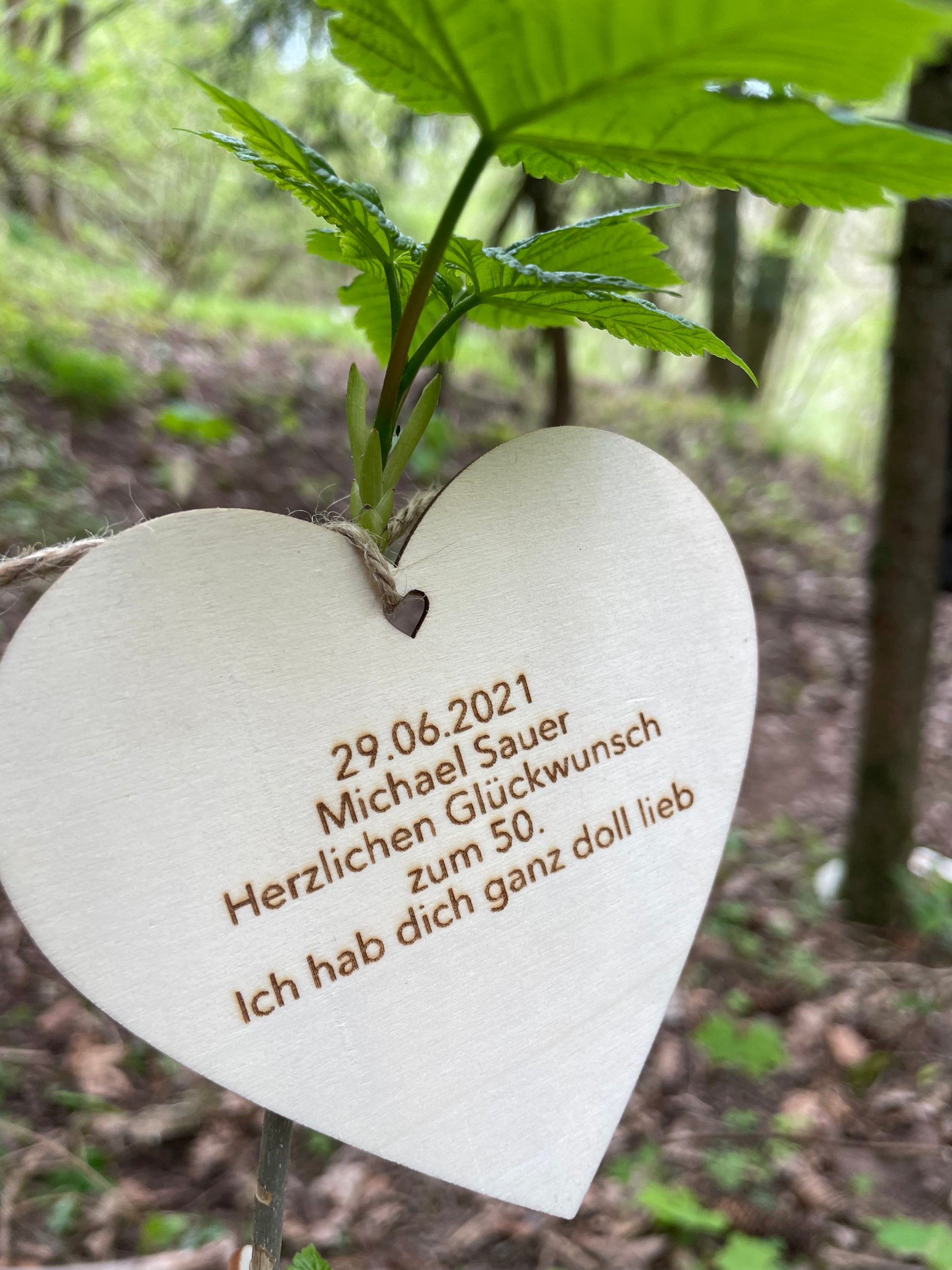 Forstfreunde Holzherz mit Widmung