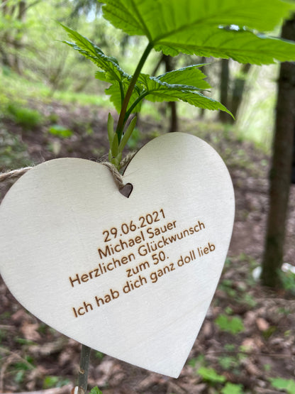 Forstfreunde Holzherz mit Widmung