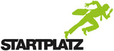  Logo von STARTPLATZ, mit einem grünen, laufenden Geschäftsmann-Symbol und dem Schriftzug 