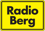 Logo des Radiosenders Radio Berg. Das Logo hat einen gelben Hintergrund mit einem doppelten schwarzen Rahmen. In der Mitte steht in schwarzer Schrift 